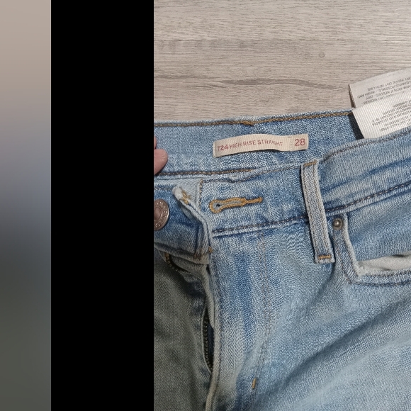 Levis 724 High Rise Straight 28 32 Distressed Jeans - Picture 3 of 8